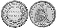 США монета полдайма 1844