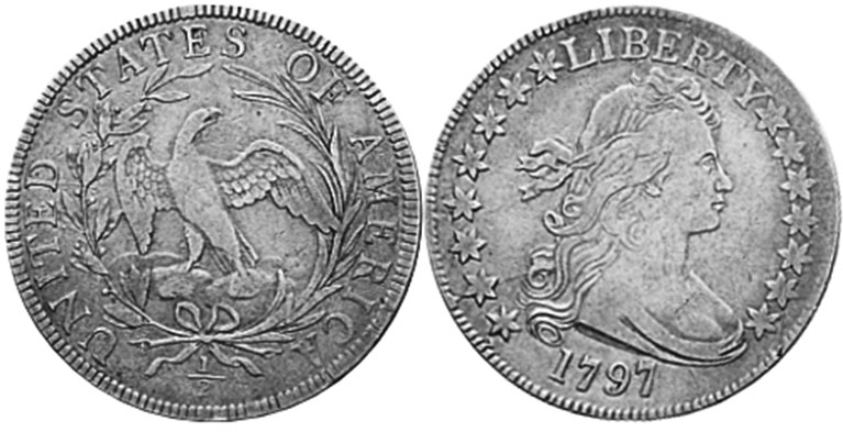 США монета 1/2 dollar 1797