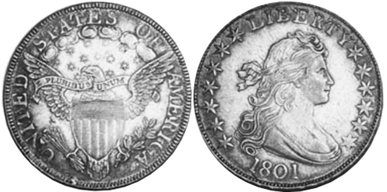 США монета 1/2 dollar 1801