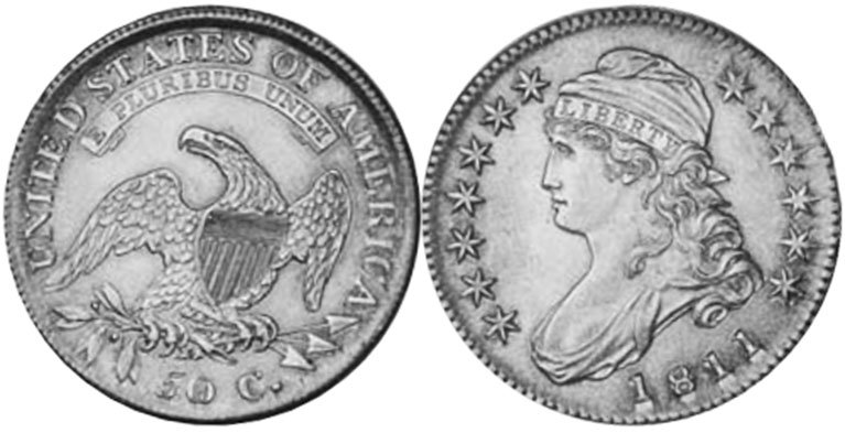 США монета 1/2 dollar 1811