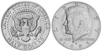 США монета полдоллара 1983