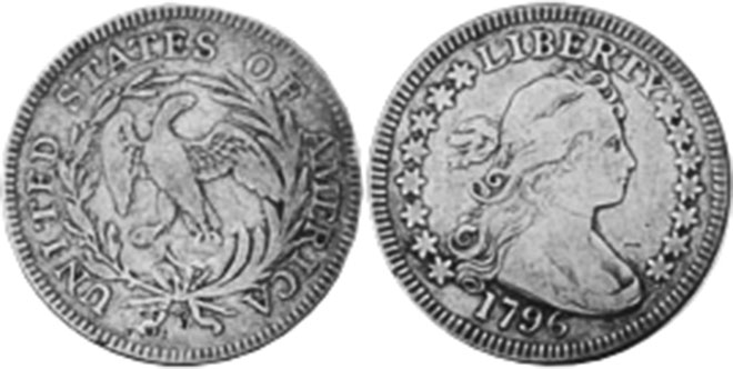 США монета quarter 1796