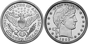 США монета квотер 1893