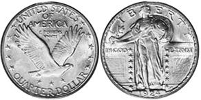США монета квотер 1924