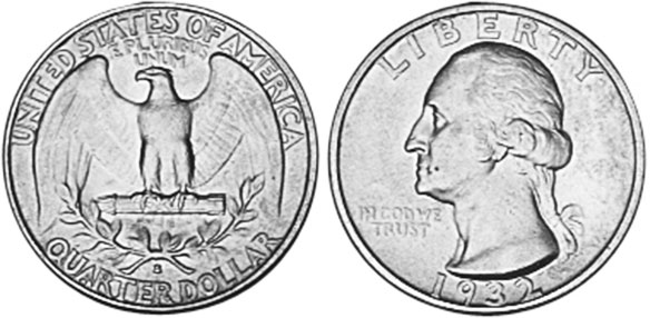 США монета quarter 1932