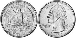 США монета квотер 1996