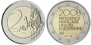 монета Франция 2 евро 2008