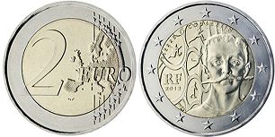 монета Франция 2 евро 2013