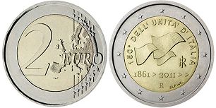 монета Италия 2 евро 2011