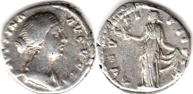 монета Рим Фаустина II денарий