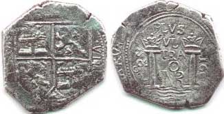 8 реалов 1666 года Нуэво Рейно