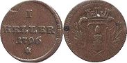 монета Аугсбург 1 геллер 1796