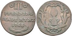 монета Аугсбург 2 pfennig 1763