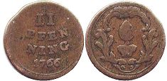 монета Аугсбург 2 пфеннинга 1766