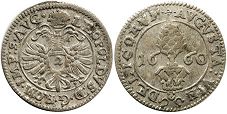 монета Аугсбург 1/2 батцена 1660