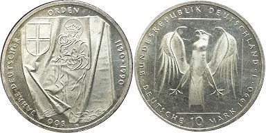 монета ФРГ 10 марок 1990