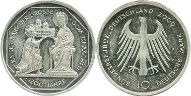 монета ФРГ 10 марок 2000