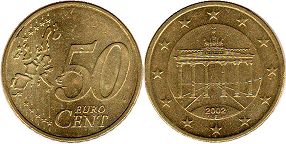 монета Германия 50 евро центов 2002