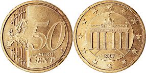 монета Германия 50 евро центов 2007