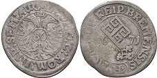 монета Бремен 1/36 талера 1671