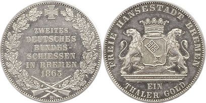 монета Бремен 1 талер 1865