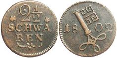 монета Бремен 2 1/2 шварен 1802
