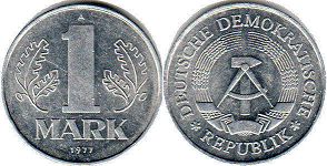 монета ГДР 1 марка 1977