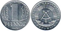 монета ГДР 1 пфенниг 1968