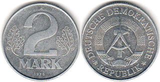 монета ГДР 2 марки 1975