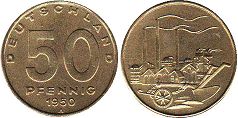 монета ГДР 50 пфеннигов 1950
