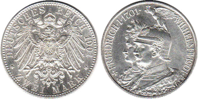 Монета Германская империя 2 mark 1901