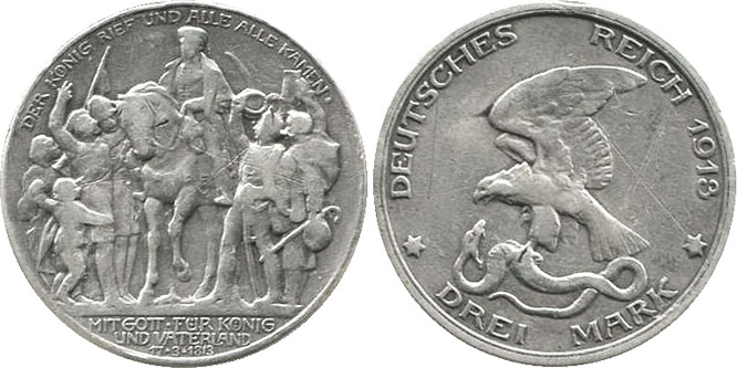 Монета Германская империя 2 mark 1913