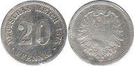 монета Германская Империя 25 и 20 пфеннигов 1875