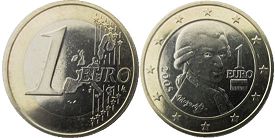 монета Австрия 1 евро 2005