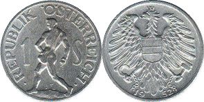 монета Австрия 1 шиллинг 1952
