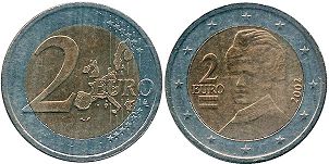 монета Австрия 2 евро 2002