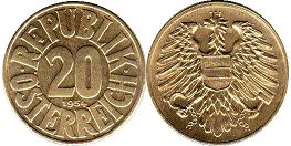 монета Австрия 20 грошенов 1954