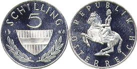 монета Австрия 5 шиллингов 1968