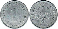 монета фашистская Германия 1 пфенниг 1942