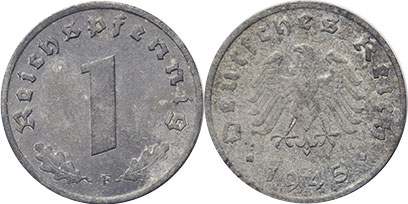 Монета Besatzungszeit in Deutschland 1 ReichsPfennig 1945