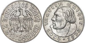 монета фашистская Германия 2 марки 1933