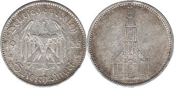 монета фашистская Германия 5 марок 1935