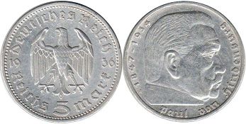 монета фашистская Германия 5 марок 1936