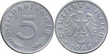 монета фашистская Германия 5 пфеннигов 1941