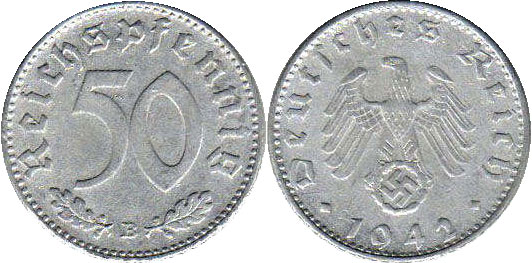 Монета Nazi Deutschland 50 ReichsPfennig 1942