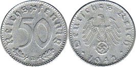 монета фашистская Германия 50 пфеннигов 1942
