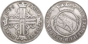 монета Берн 20 крейцер 1764