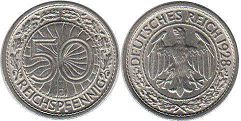 монета Германия Веймар 50 пфеннигов 1928