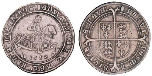<B>Эдуард VI</B> верхом на коне, герб на реверсе.