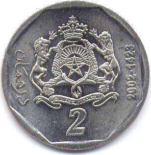 монета Марокко 2 dirhams 2002